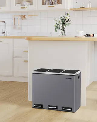 Obrázek produktu pro Kuchyňský odpadkový koš, 3 x 18 l, systém třídění odpadu, 3 přihrádky, odpadkový koš