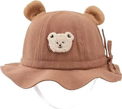 Produktbild von Niedlicher Bärengestickter Baby-Sonnenhut mit verstellbarem Riemen für Jungen und Mädchen, Säuglings-Sommer-Sonnenhut