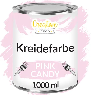 Produktbild von Creative Deco Rosa Kreide-Farbe | 1000 ml-Dose | Perfekt für Landhaus-Stil, Vintage-Stil, Decoupage, Möbel-Renovierung | Matt & abwaschbar | Wisch-Effekt und Gradient-Effekt möglich