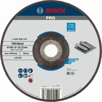 Produktbild von PRO Metal Schleifscheibe, 180 x 6 x 22.23 mm, oSa