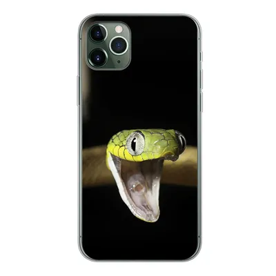 Produktbild von MuchoWow® Handyhülle Schutzhülle Hülle für iPhone 11 Pro Max Schlange - Tier - Schwarz Silikon Softcase Handy Hülle - Schutz