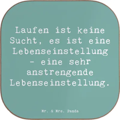 Produktbild von Mr. & Mrs. Panda Untersetzer für Gläser Spruch Laufen Lebensstil - Meeresbrise - Geschenk, Glas, sportarten, Teamsport, Sportler, Sport, Marathons, mr, Coaster, Sportart
