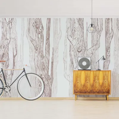Produktbild von Vliestapete - No.MW20 Wohnwald Weiss-Braun - Fototapete Breit, Größe HxB:320cm x 480cm