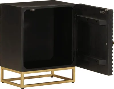 Obrázek produktu pro vidaXL Noční stolek černý 40x30x50 cm z masivního dřeva manga a železa