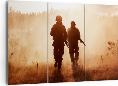 Produktbild von Bild auf Leinwand - Leinwandbild - Soldat Gewehr - 165x110cm - Wand Bild - Wanddeko - Wandbilder - Leinwanddruck - Bilder - Kunstdruck - Wanddekoration - Leinwand bilder - Wandkunst - CE165x110-4043