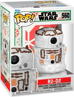 A Funko Pop! Star Wars R2-D2 holiday-themed bobblehead figure in its original packaging.