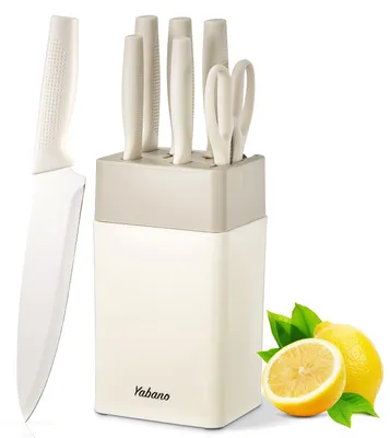 Produktbild von Yabano Messerblock Set, 7 teilig Messerset mit Messerblock und integriertem Mess