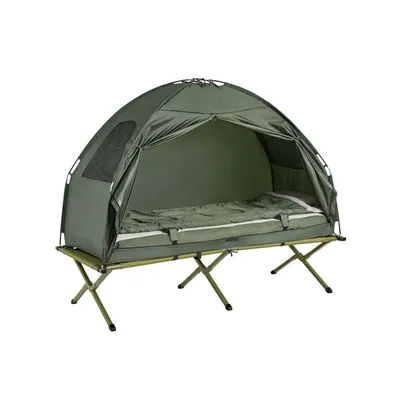 Produktbild von 4-in-1-Zelt-Kit - Aufblasbares Zelt - Reisbett - Außenliege - Wetterfestes Oxford-Nylon - Mückenabwehr - Einfache Montage - 194 x 87 x 165 cm - Grün