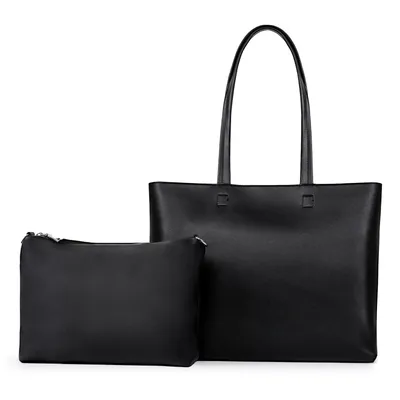 Produktbild von Shopper Damen Henkeltaschen Groß Handtasche Mit Einer Kosmetiktasche, Henkeltasche 2PCS Set Einfach Tote Bag, PVC Umhängetasche