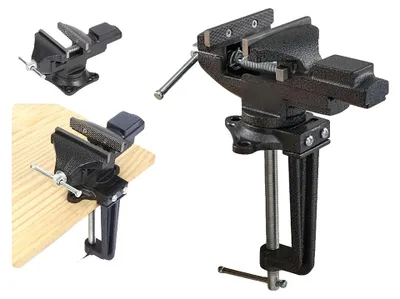 Produktbild von Bänklklemme, Gusseisen, verstellbare Backen 4 Zoll, schwenkbarer Fuß, schwerlast, vielseitig einsetzbar