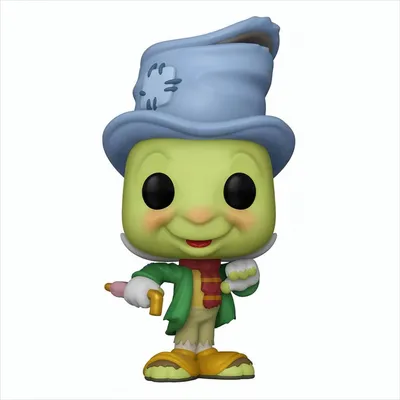 A Funko Pop! vinyl figure of Jiminy Cricket.