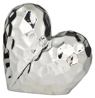 Imagen del producto de Escultura de porcelana con forma de corazón, color plateado, 28 x 30 x 15 cm, decoración artística para el salón