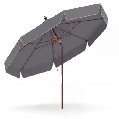 Produktbild von Sonnenschirm 300 cm, Gartenschirm holz, beidseitig, Balkonschirm Sonnenschutz, ohne Ständer, Marktschirm rund (Grau)