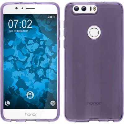 Produktbild von PhoneNatic Case kompatibel mit Huawei Honor 8 - lila Silikon Hülle transparent + 2 Schutzfolien