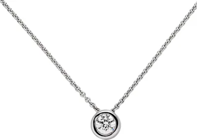 Produktbild von Halskette Collier Solitär Brillant-Anhänger 0,50 Ct 7,7mm 585 Gold Weißgold 45cm