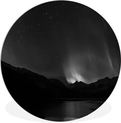 Produktbild von MuchoWow® Rundes Wandbild - Runde Bilder Berge - Nordlichter - Weltraum Ø 90 cm Kreis Wanddekoration Kunststoff - Wandkreis - Wandschmuck - Wand-Kreis - Wohnzimmer - Bild - Runde - Wanddeko - Dibond - Kunstdrucke
