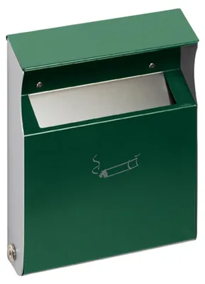 Produktbild von Eckiger Wandascher mit Einwurfblende | 2 Liter, HxBxT 30x23x6cm |Verzinkter Stahl | Grün