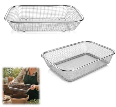 Productafbeelding van Tuinzeef zeef - Roestvrij staal - Set van 2 - 3 mm en 6 mm - Voor compost en aarde