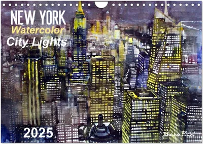 Produktbild von New York Watercolor Citylights (Wandkalender 2025 DIN A4 quer), CALVENDO Monatskalender