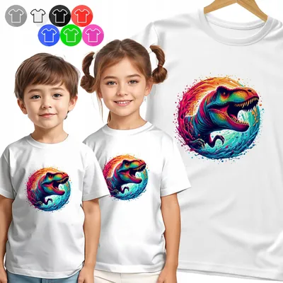 Obrázek produktu pro Dětské tričko - T-Rex - Neonový portrét pro chlapce - L