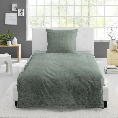 Produktbild von Bettwäsche Bierbaum Seersucker 3001-30 Unifarben grün 135x200