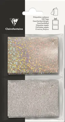 Produktbild von Clairefontaine 10x Geschenketiketten holografisch/Glitter, silber Silber 617069C