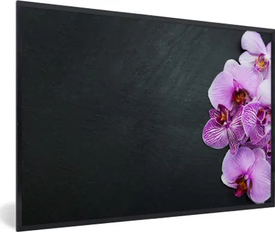 Produktbild von MuchoWow® Gerahmtes Poster Orchidee - Blumen - Rosa - Flora 90x60 cm - Poster mit Schwarzem Bilderrahmen Wandposter Rahmen Foto Bilder - Fotorahmen - Foto-Plakat