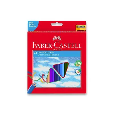 Obrázok produktu pre Farebné pastelky Faber-Castell trojboké, 24 farieb + strúhadlo Faber-Castell