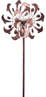 Metall-Windspiel Delfin-Duett mit Solar-LED, 159 cm, Bronze