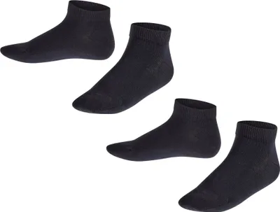 Produktbild von FALKE Kinder Sneakersocken, 2er Pack - Happy, Kurzsocken, einfarbig Schwarz 39-42