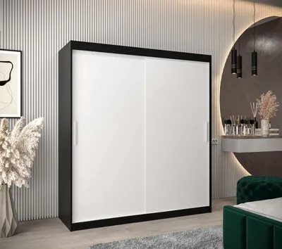 Produktbild von Schwebetürenschrank mit einer Breite von 180 cm TIMEA – Schwarz/Weiß