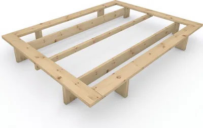 Produktbild von Massivholzbett im japanischen Stil "Komorebi" 140x200 Zirbe