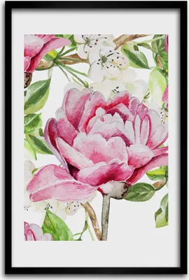 Produktbild von Bild - Bilderrahmen - 40 cm x 60 cm - MDF - Rahmen - Wandkunst - Pfingstrose