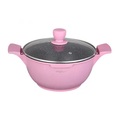 Produktbild von Kochtopfset 20-24-28cm 6-tlg Topf Induktion Alu Guss Geschirr Pink