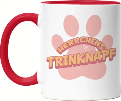 Produktbild von Herrchens Trinknapf Tasse Rot Hund Hunde Hündin Hundeliebhaber Tierliebe Vierbeiner Hundepfote Pfote