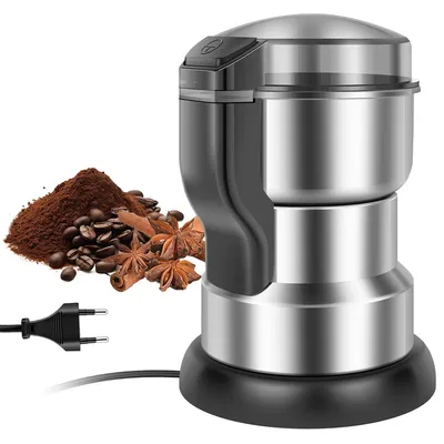 Produktbild von Gewürzmühle elektrisch 300W, mit 4 Edelstahlklingen, kompakt, für Kaffee, Nüsse, Getreide & Gewürze, schnelles Mahlen