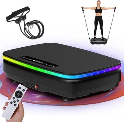 Obrázek produktu pro Vibrační platforma Trilplaat – Masážní zařízení pro tělo – Cvičení doma – 99 úrovní + 9 programů – Maximální nosnost 150 kg – Černá barva