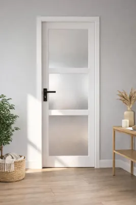 Immagine prodotto di Bloc porte Kenya bianco vetro H204 x L83 cm, cornice tavolo P. destro, maniglia GD MENUISERIES
