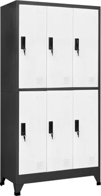 Image de The Living Store Armoire à casiers Anthracite et blanc 90x45x180 cm Acier