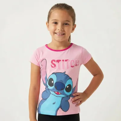 Produktbild von Disney Lilo und Stitch Mädchen Kinder kurzarm T-Shirt – Rosa / 116