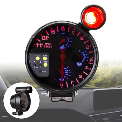 Productafbeelding van Toerenteller Meter - 4-in-1 Instrument - Motor Informatie - Zelfkalibratie Modus - 5 Inch - Zwart