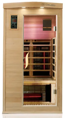 Produktbild von Dewello® Infrarotkabine Pierson Pro 100x100 für 1 Person, Hemlockholz & Zeder, 3 DUO-Vollspektrumstrahler, 3 Karbonstrahler