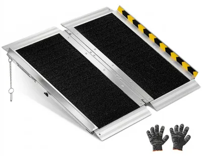 Obrázek produktu pro Přenosná rampa pro invalidní vozíky VEVOR, 610 mm, skládací hliníková rampa s protiskluzovou úpravou pro invalidní vozíky, nosnost 800 lbs, rampy pro prahy dveří, schody, vstupy, prahy a dveře, vhodné pro invalidní vozíky a skútří