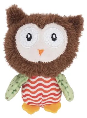 Image de Jouet pour chat en forme de hibou en peluche, avec herbe à chat et ailes bruissantes