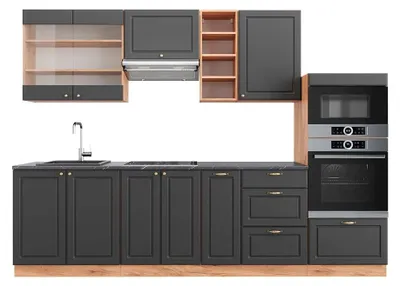 Image de Cuisine Vicco Fame-Line Anthracite Campagne/Chêne doré 280cm , PT Anthracite, Model 42698