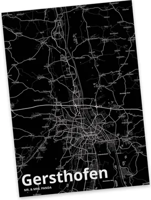 Produktbild von Mr. & Mrs. Panda Postkarte Gersthofen - Geschenk, Ansichtskarten, Grußkarte, bildkarte, Stadt Dorf Karte Landkarte Map Stadtplan, Ansichtskarte, Postkarten