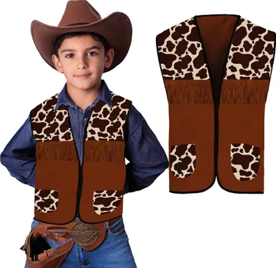 Immagine prodotto di Gilet da cowboy avventura bambini carnevale costume wild west eroi gilet western moda carnevale accessorio fantasia avventura wild west, colore: marrone