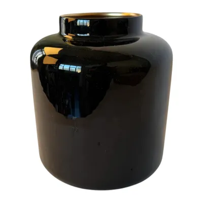 Produktbild von Metallische Vasen Mystique 20x23cm Schwarz mit glänzender Oberfläche und mattem Gold innen, dekorativ für jedes Interieur