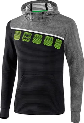 Produktbild von Erima Fußball Handball 5-C Kapuzensweat Herren Hoodie Sweatshirt schwarz grau weiß Gr XL