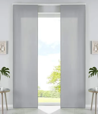 2er Set Schiebegardinen 245x60 cm, Mikrofaser, grau mit Paneelwagen